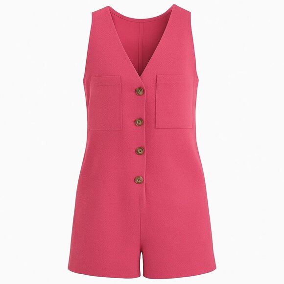Textured Pink Button-Front Romper – Size M – Excellent condition - Picture 1 of 5
